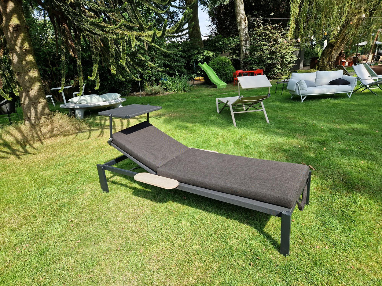 Set Shine Sunbed Aluminium met verborgen wieltjes - Black