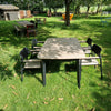 Set Shine Table Aluminium + 4x Shine armchair / teak - Black