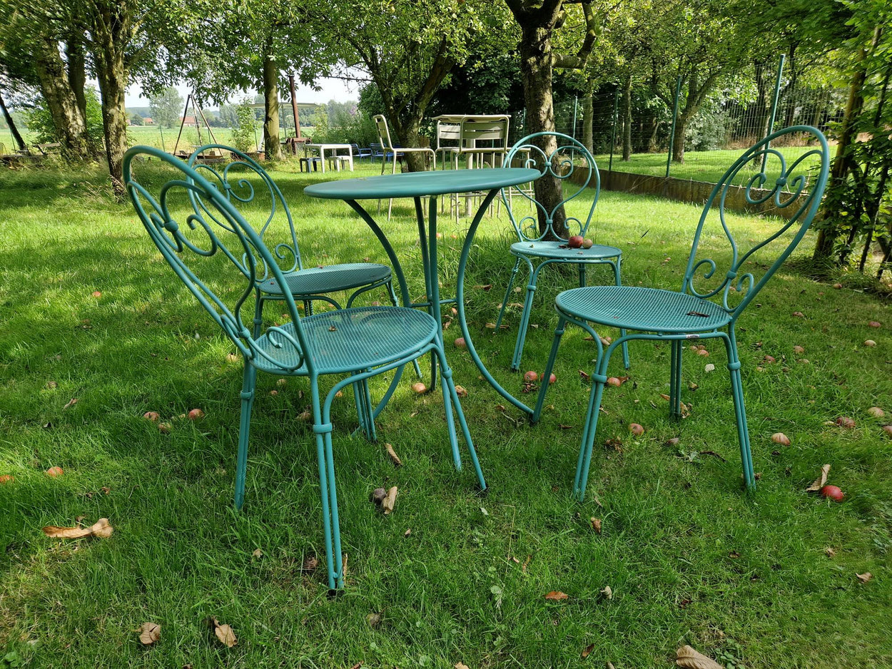Set Pigalle ronde tafel Ø60 en Pigalle Chair x4 - Ocean Green