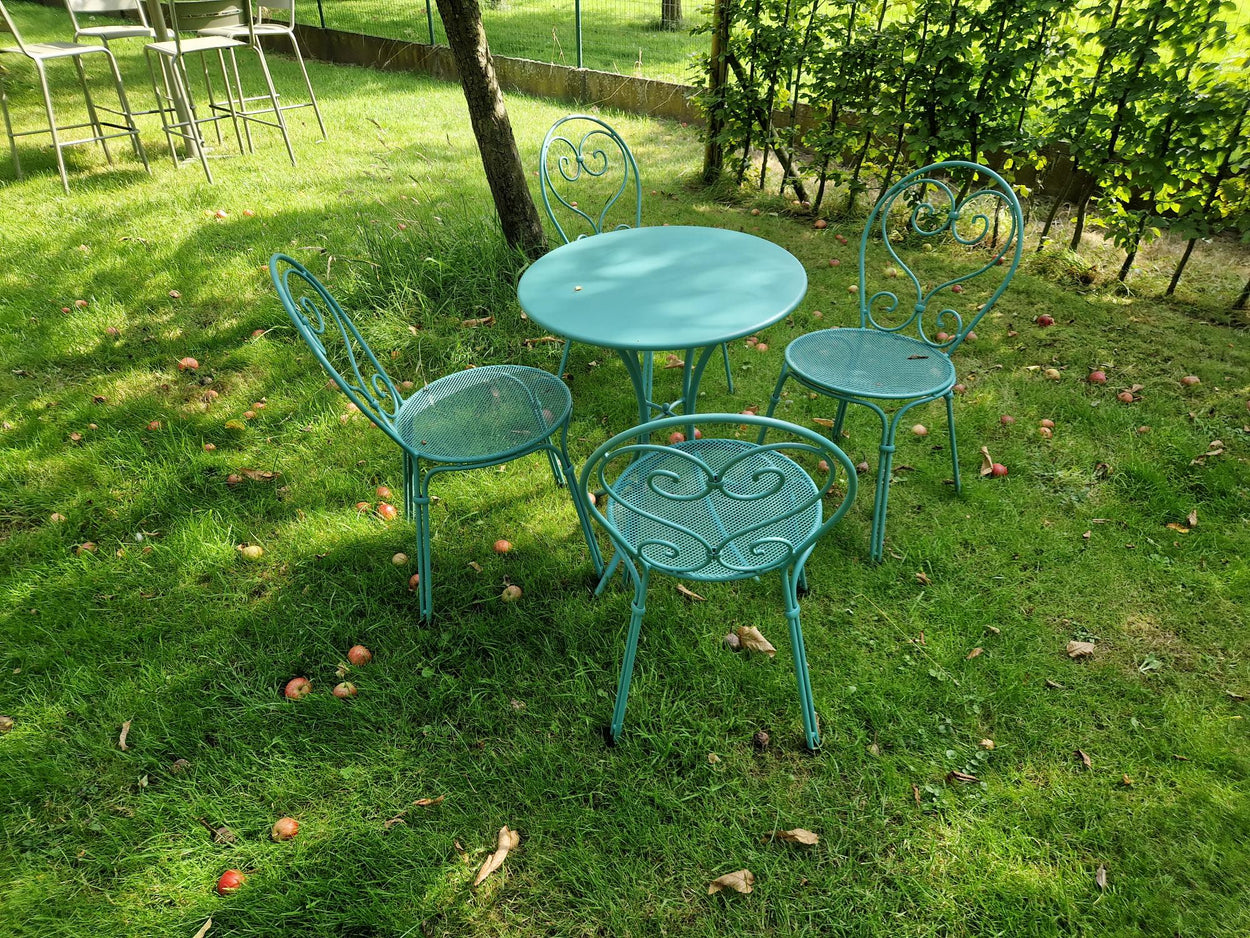 Set Pigalle ronde tafel Ø60 en Pigalle Chair x4 - Ocean Green