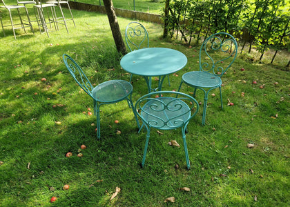 Set Pigalle ronde tafel Ø60 en Pigalle Chair x4 - Ocean Green