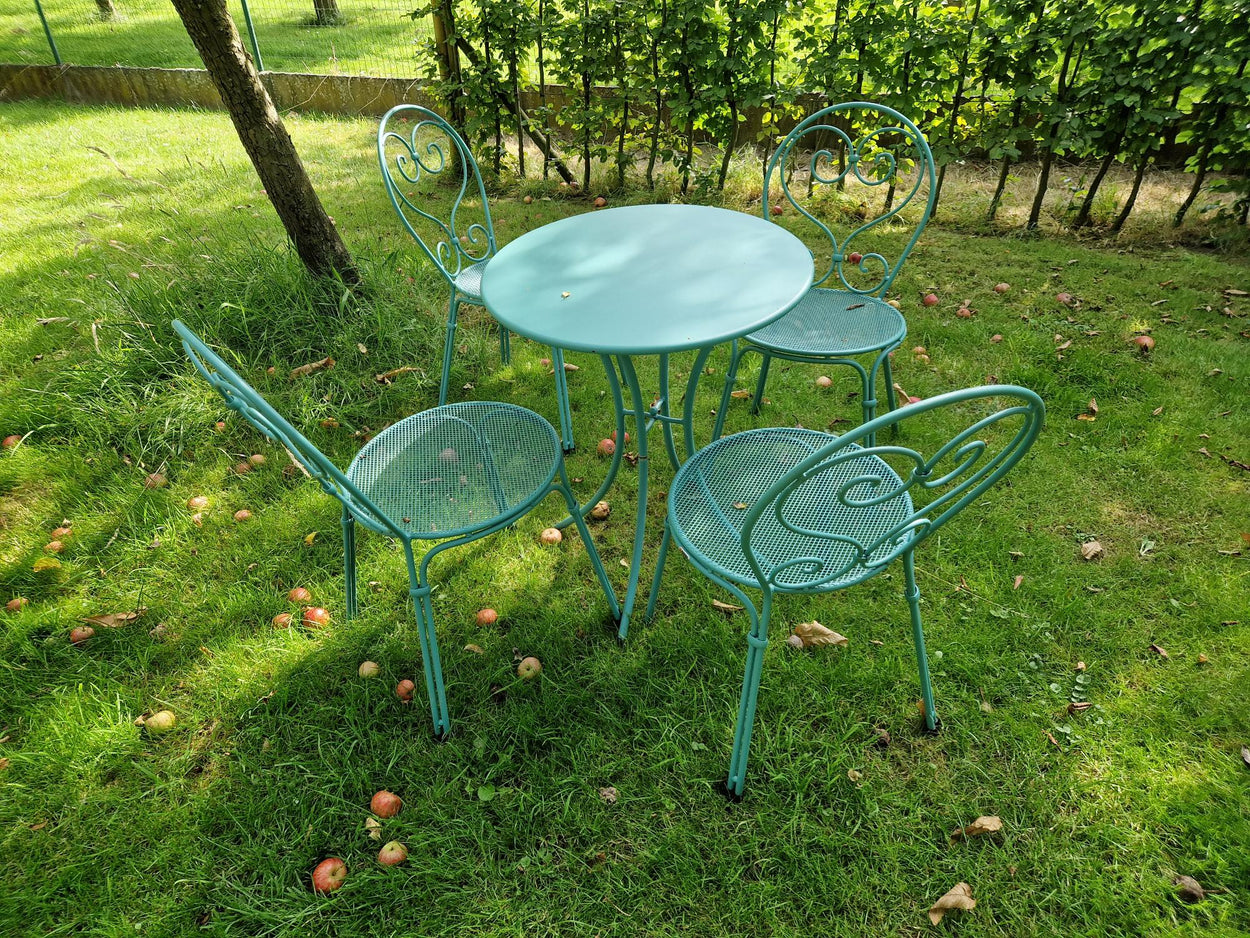 Set Pigalle ronde tafel Ø60 en Pigalle Chair x4 - Ocean Green