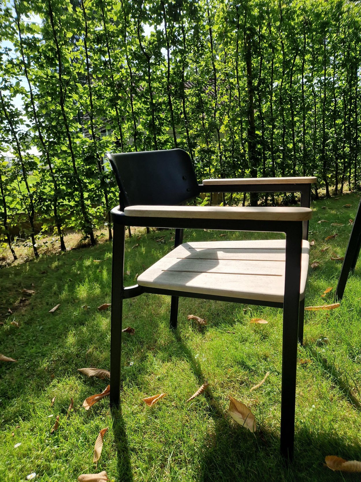 Set Shine Table Aluminium + 4x Shine armchair / teak - Black