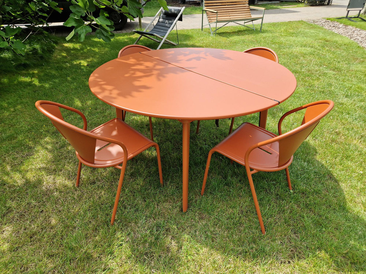 Set Plus4 tafel Ø138cm verlengbaar + 60 cm, Code chair x4 - Maple red