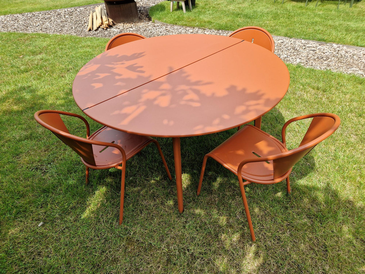 Set Plus4 tafel Ø138cm verlengbaar + 60 cm, Code chair x4 - Maple red