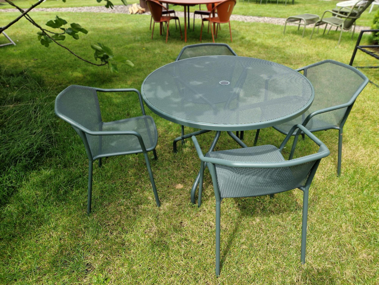 Set Cambi tafel rond Ø106 + Darwin armchair x4 Dark green