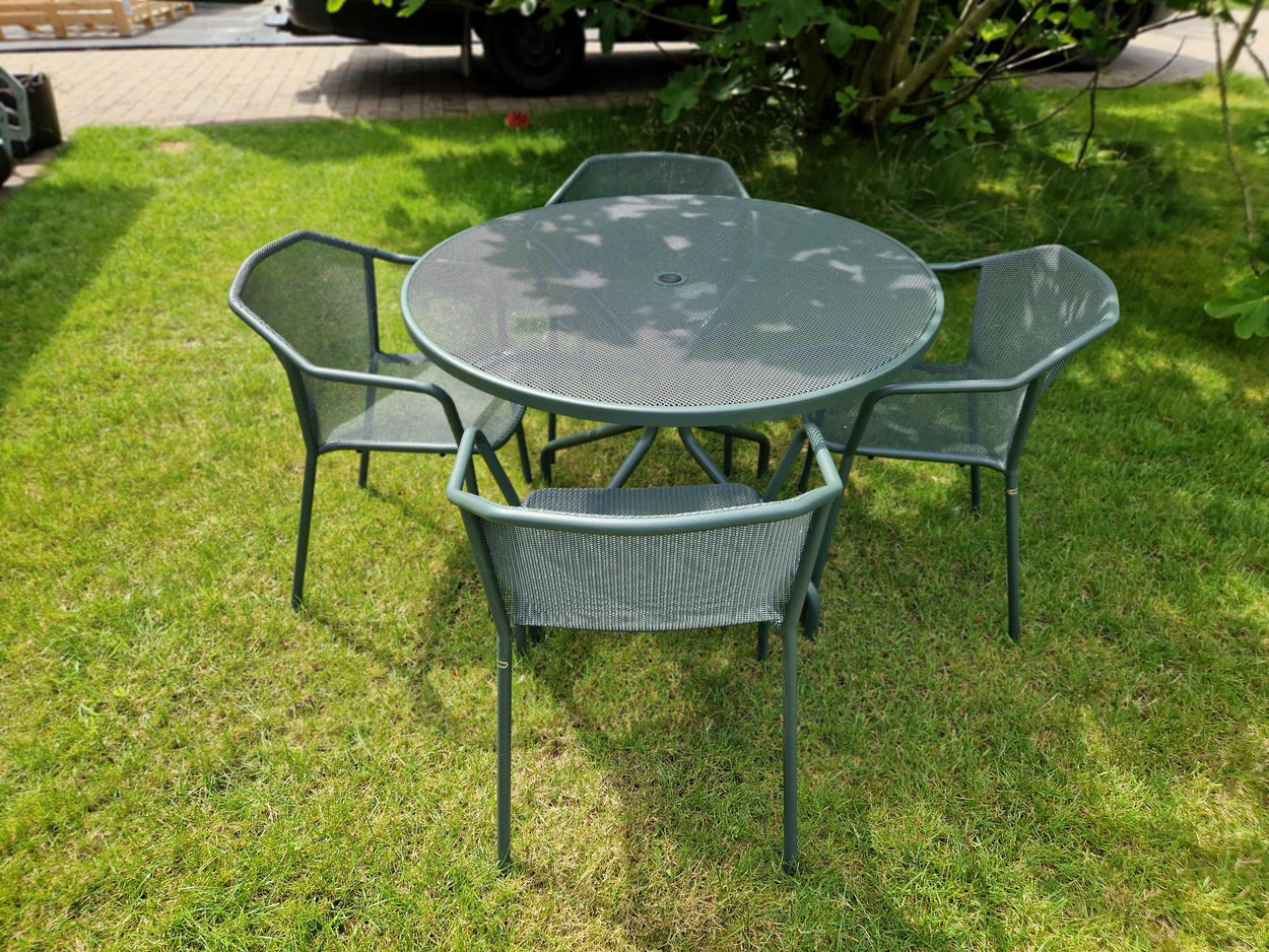 Set Cambi tafel rond Ø106 + Darwin armchair x4 Dark green