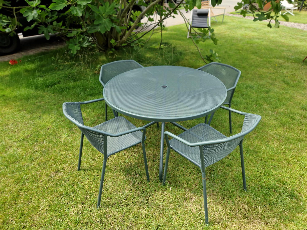 Set Cambi tafel rond Ø106 + Darwin armchair x4 Dark green