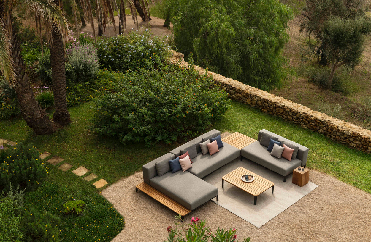 Mauroo - Long sofa with table - White