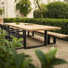 Set Nature dining table en Nature Bench x2 + tapijt