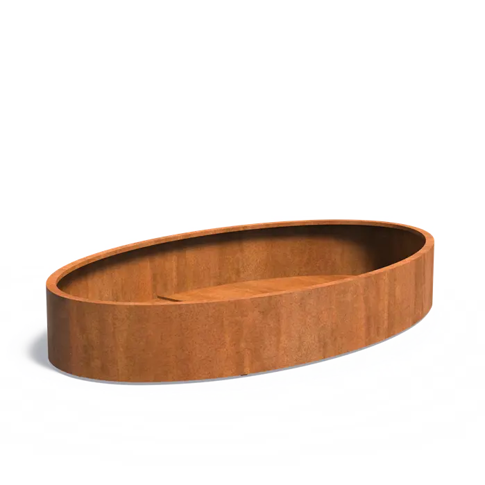 Buitenpot Ellipse met bodem - Cortenstaal