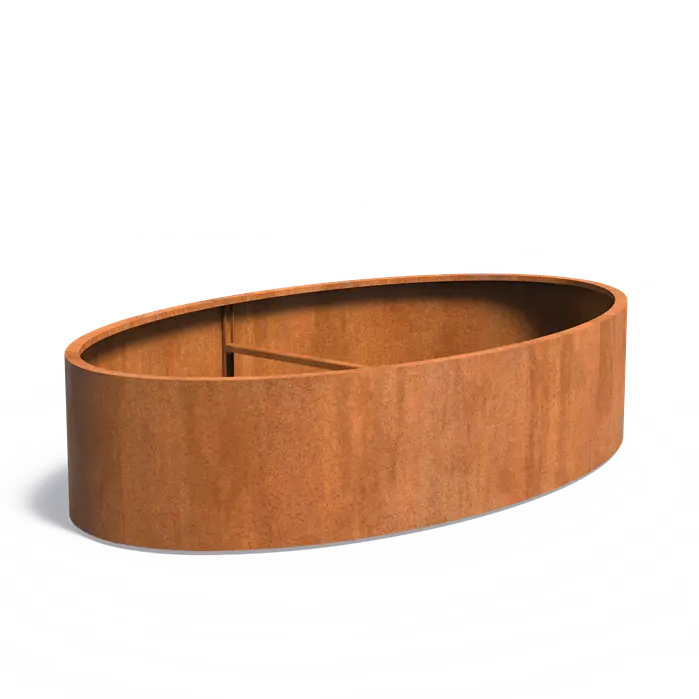 Buitenpot Ellipse met bodem - Cortenstaal
