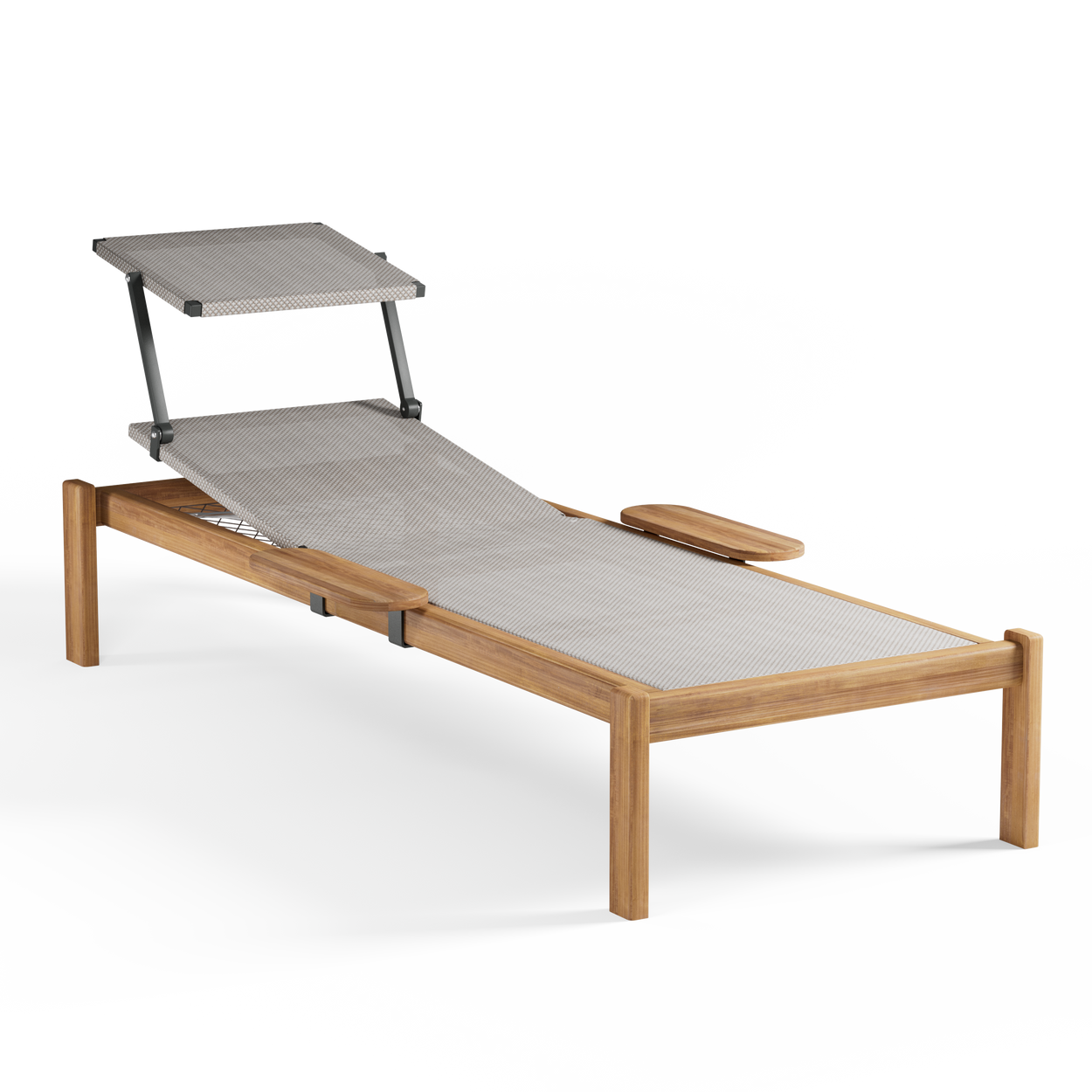 Shine Sunbed Teak met verborgen wieltjes