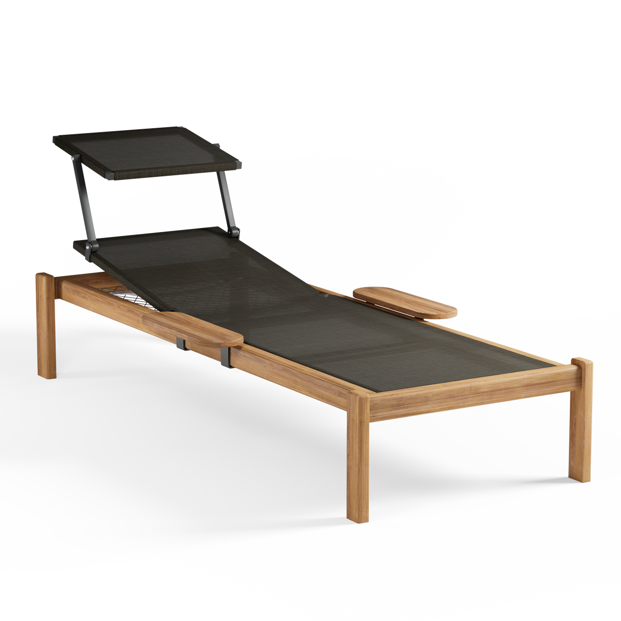 Shine Sunbed Teak met verborgen wieltjes