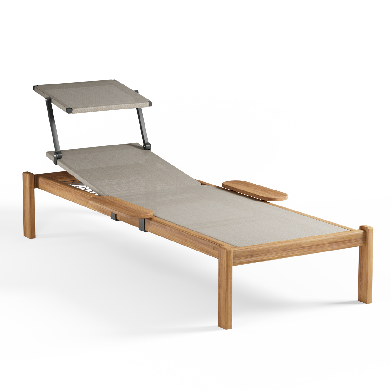 Shine Sunbed Teak met verborgen wieltjes