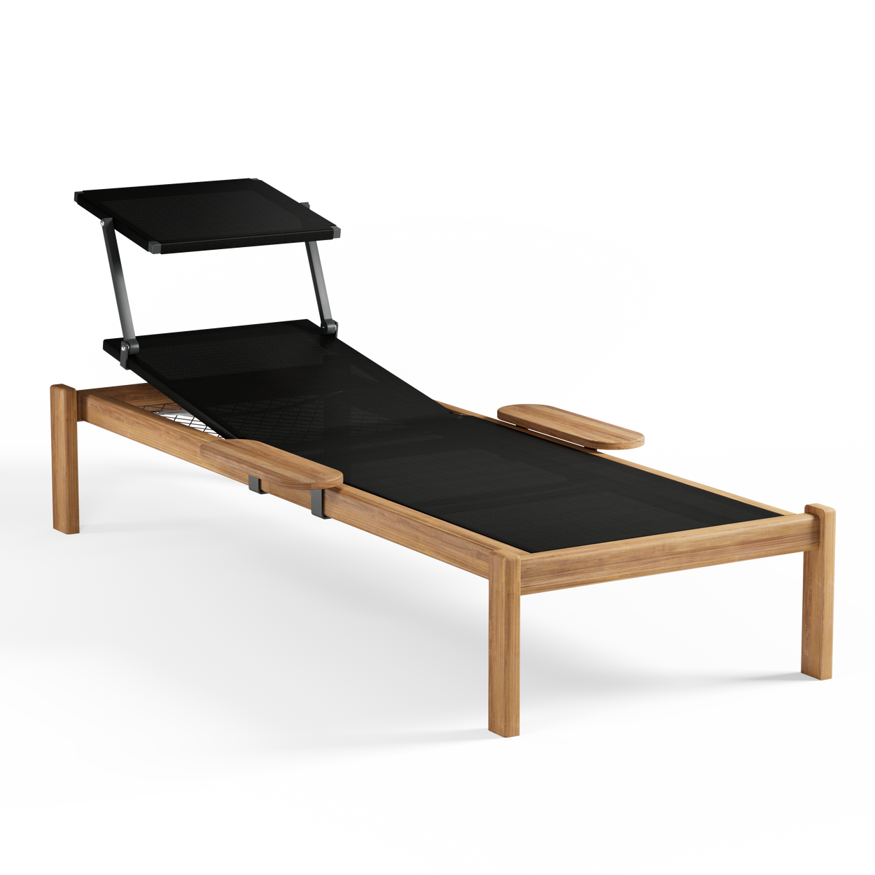 Shine Sunbed Teak met verborgen wieltjes