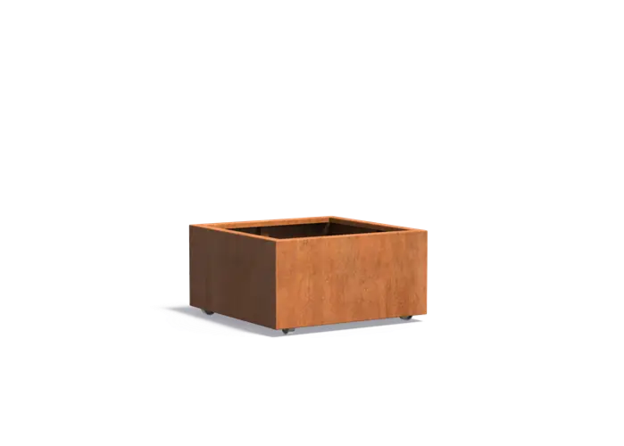 Buitenpotten Carrez met wielen - Cortenstaal - vierkant