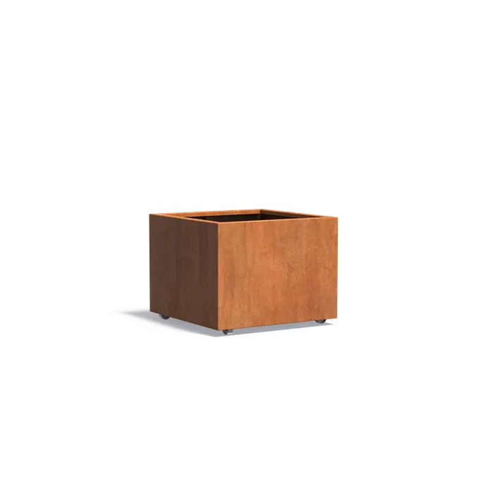 Buitenpotten Carrez met wielen - Cortenstaal - vierkant