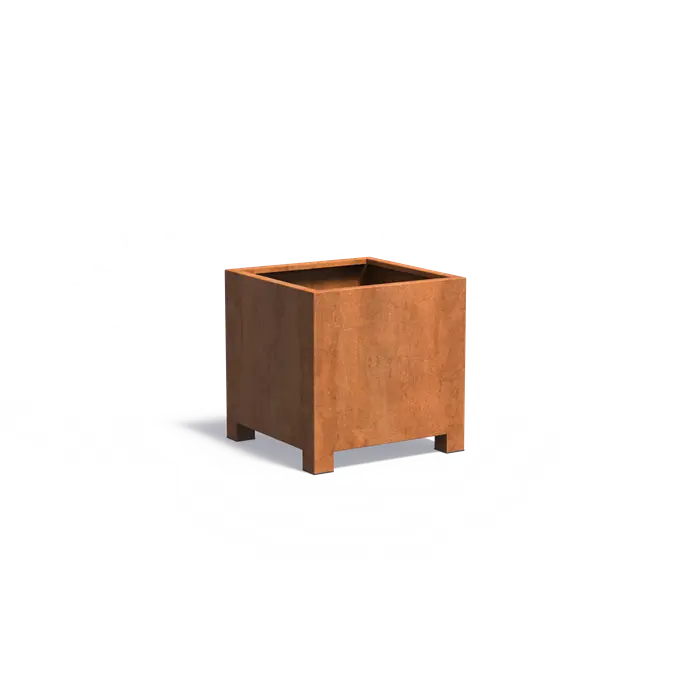 Buitenpotten Carrez met poten - Cortenstaal - vierkant