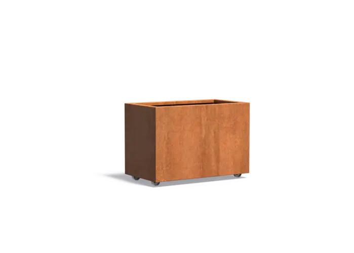 Buitenpotten Carrez met wielen - Cortenstaal - rechthoek