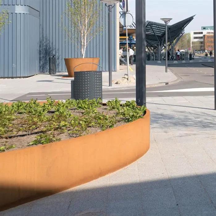 Buitenpot Ellipse met bodem - Cortenstaal