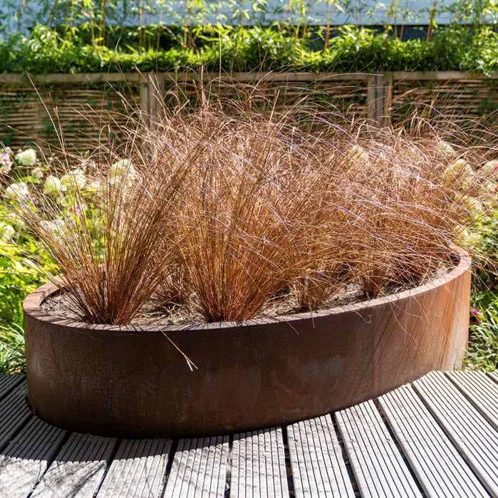Buitenpot Ellipse met bodem - Cortenstaal