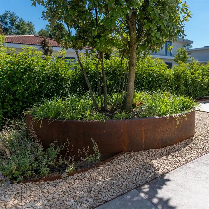 Buitenpot Ellipse met bodem - Cortenstaal