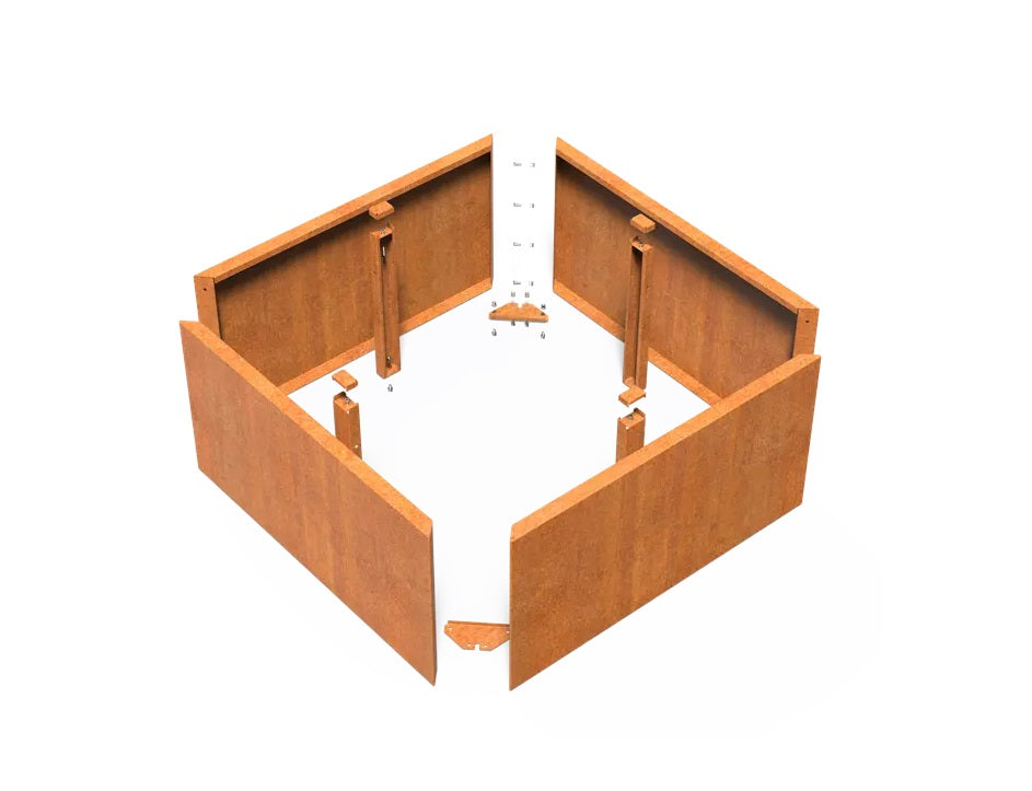 Buitenpotten Carrez Connect zonder bodem - Cortenstaal - rechthoek