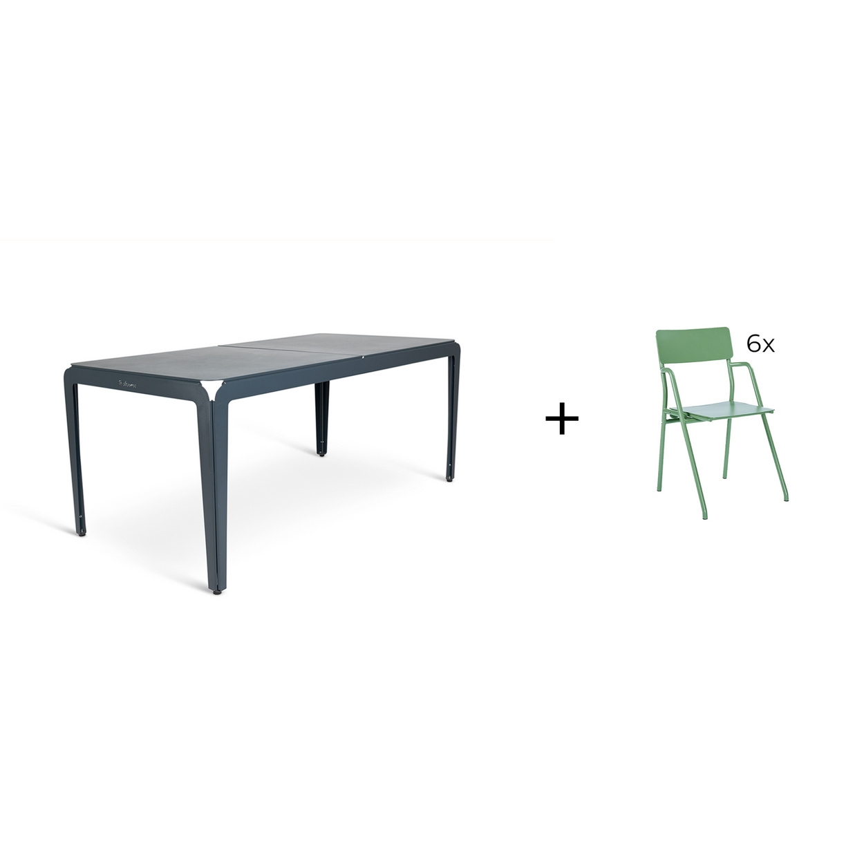 Bended table 180 inclusief 6 Flip-up chairs - 9 combinaties