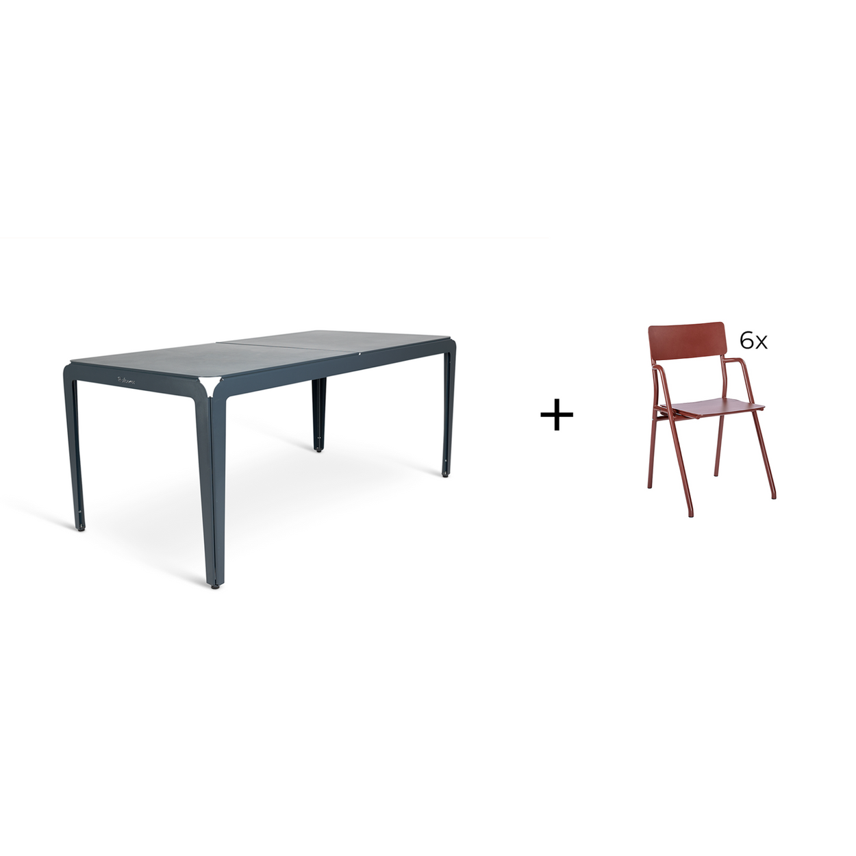 Bended table 180 inclusief 6 Flip-up chairs - 9 combinaties