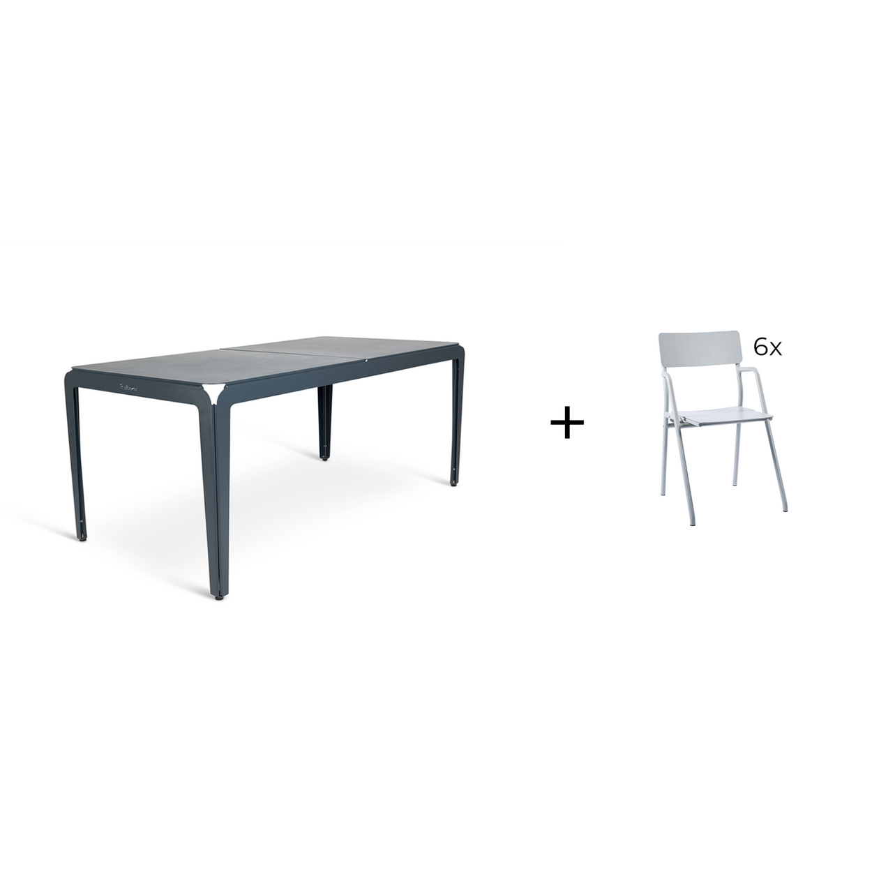 Bended table 180 inclusief 6 Flip-up chairs - 9 combinaties