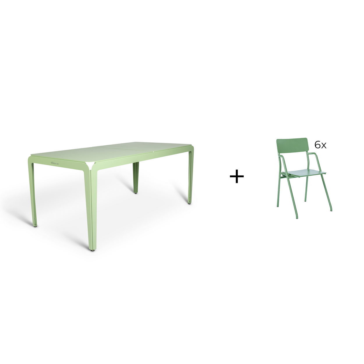 Bended table 180 inclusief 6 Flip-up chairs - 9 combinaties