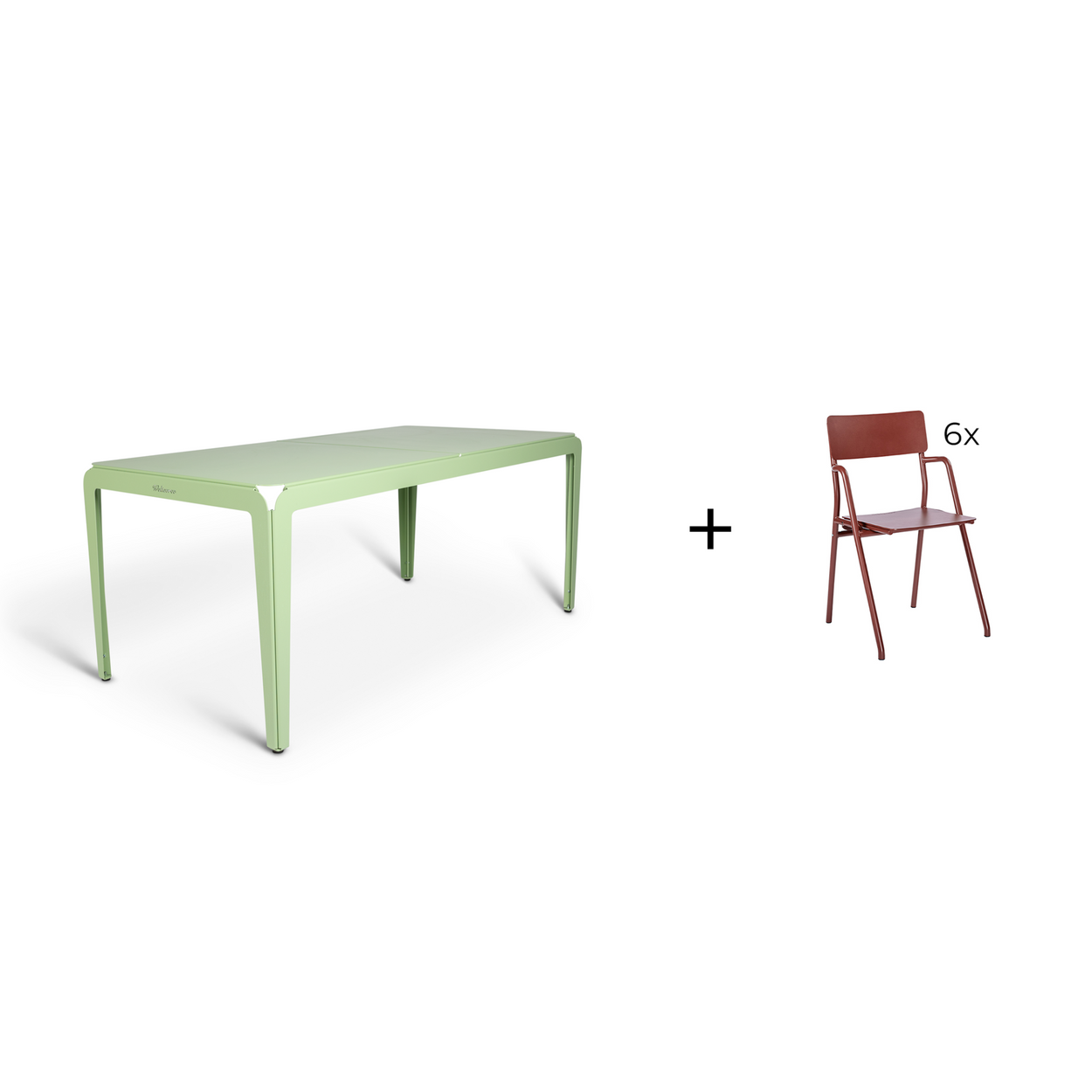 Bended table 180 inclusief 6 Flip-up chairs - 9 combinaties