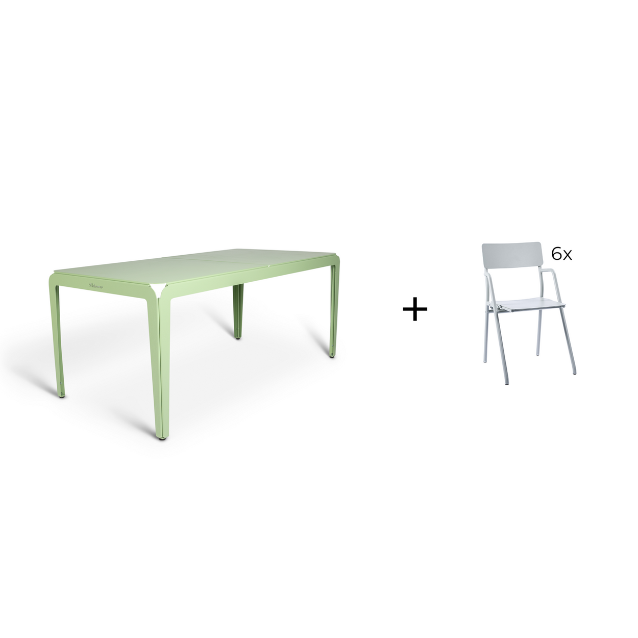 Bended table 180 inclusief 6 Flip-up chairs - 9 combinaties