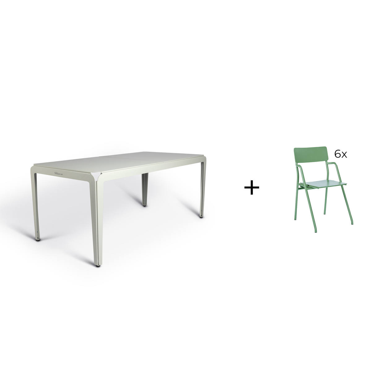 Bended table 180 inclusief 6 Flip-up chairs - 9 combinaties