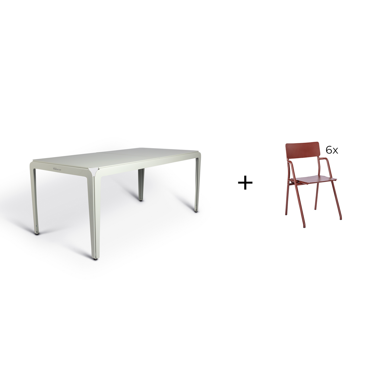 Bended table 180 inclusief 6 Flip-up chairs - 9 combinaties