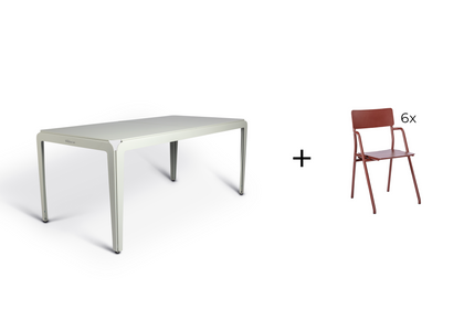 Bended table 180 inclusief 6 Flip-up chairs - 9 combinaties