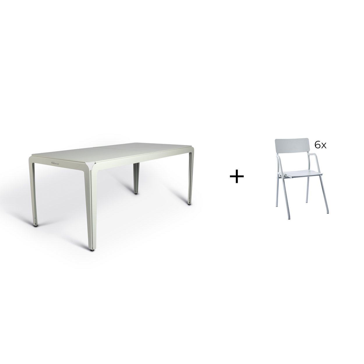 Bended table 180 inclusief 6 Flip-up chairs - 9 combinaties