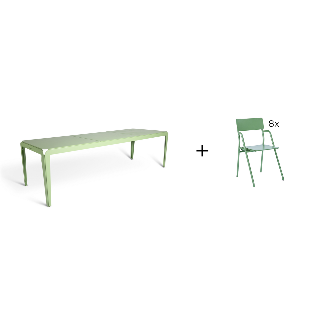 Bended table 270 inclusief 8 Flip-up chairs - 9 combinaties