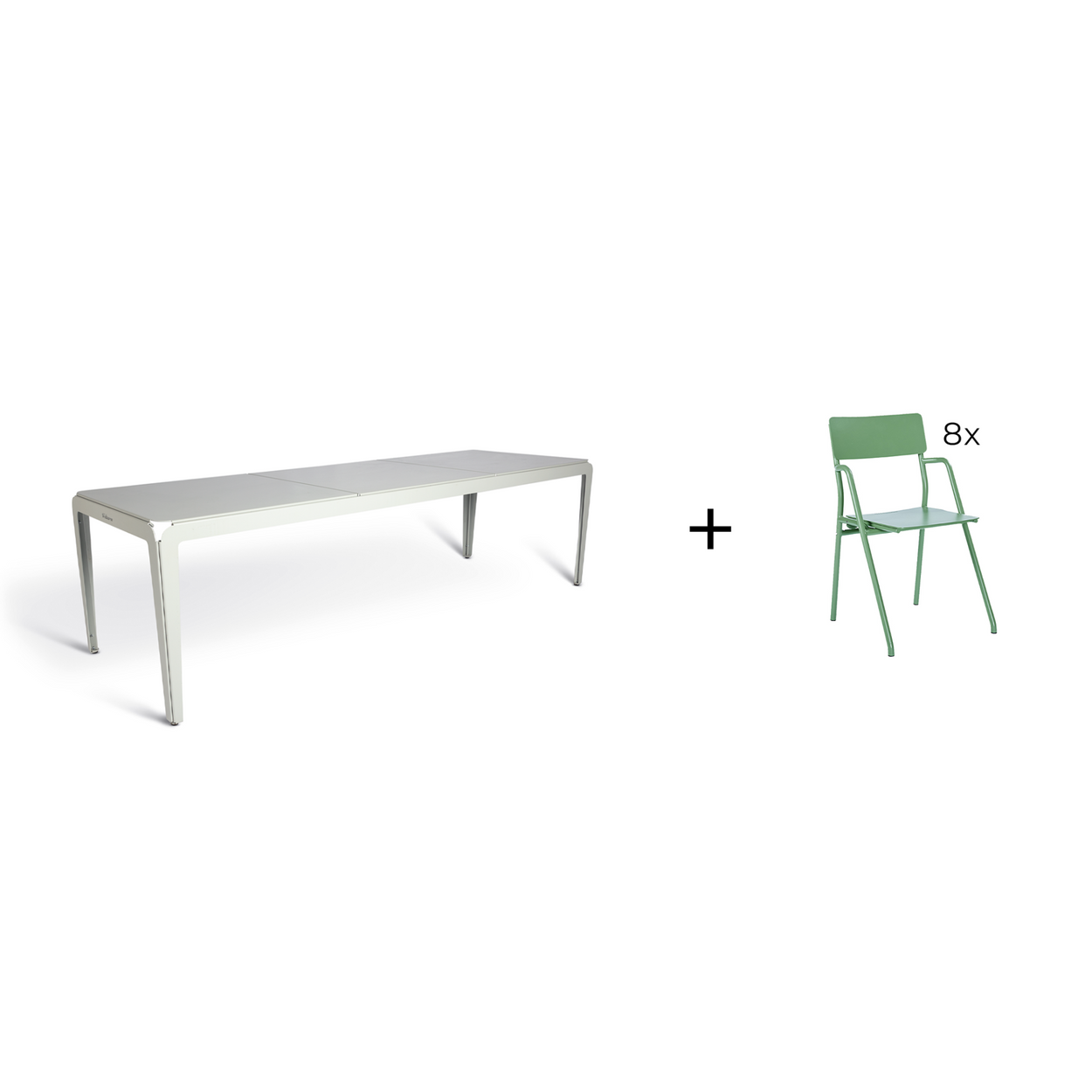 Bended table 270 inclusief 8 Flip-up chairs - 9 combinaties