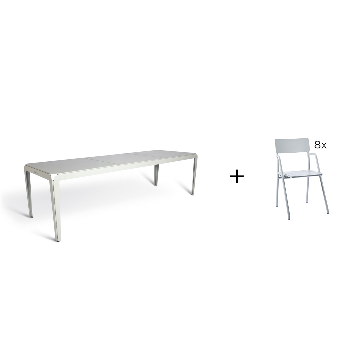 Bended table 270 inclusief 8 Flip-up chairs - 9 combinaties