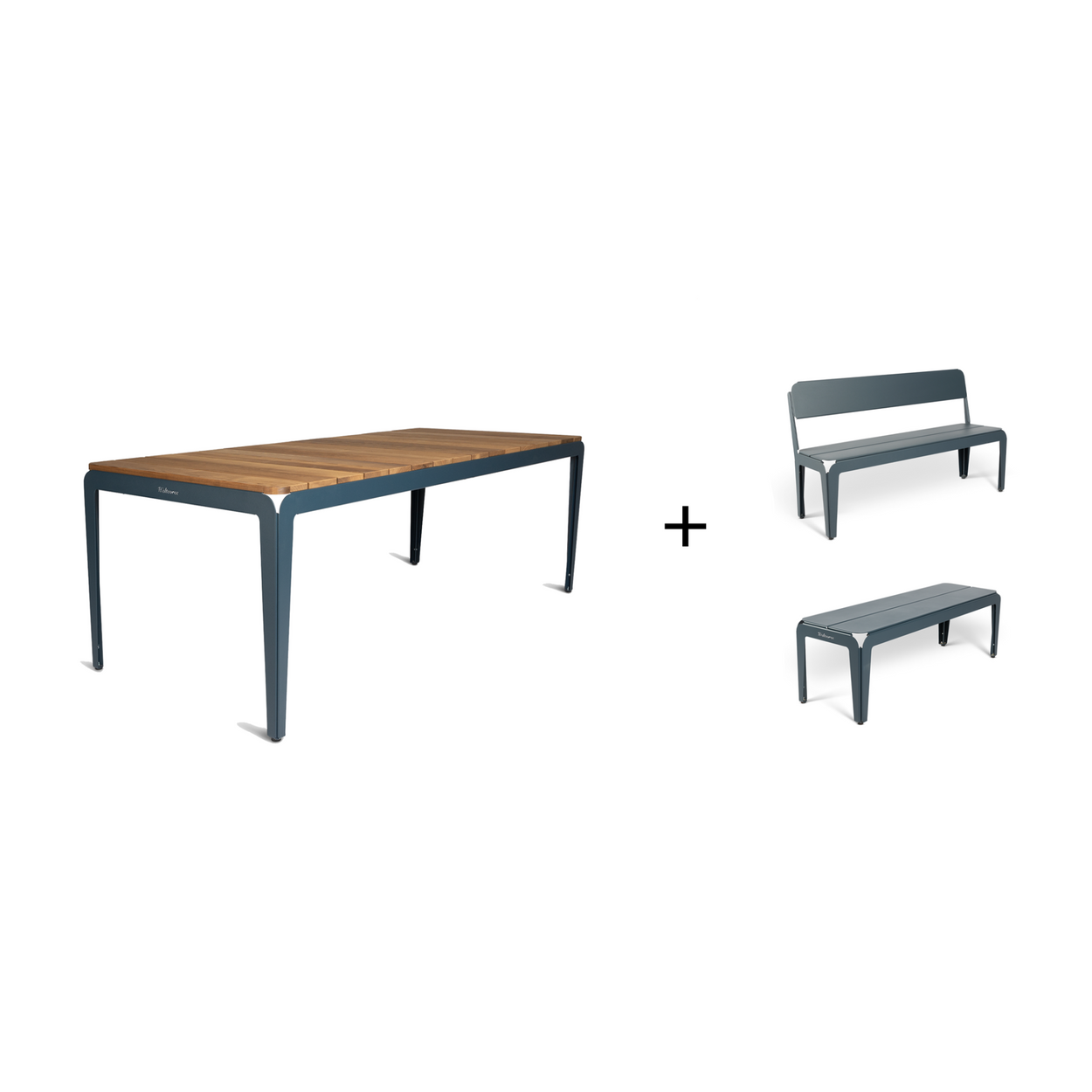 Bended table Wood 220 inclusief benches - 3 combinaties