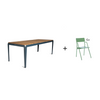 Bended table Wood 220 inclusief 6 Flip-up chairs - 9 combinaties