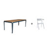 Bended table Wood 220 inclusief 6 Flip-up chairs - 9 combinaties