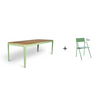 Bended table Wood 220 inclusief 6 Flip-up chairs - 9 combinaties