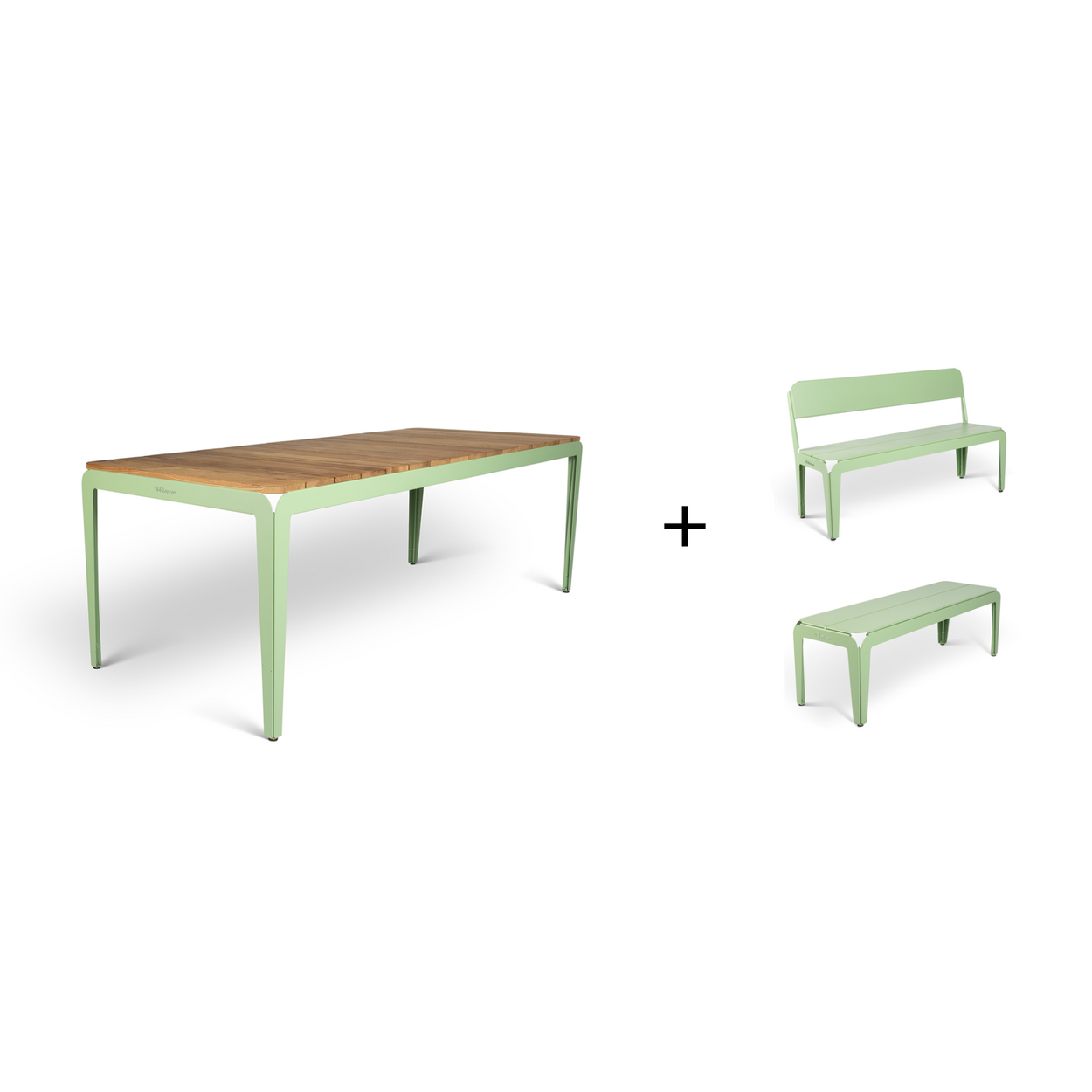 Bended table Wood 220 inclusief benches - 3 combinaties