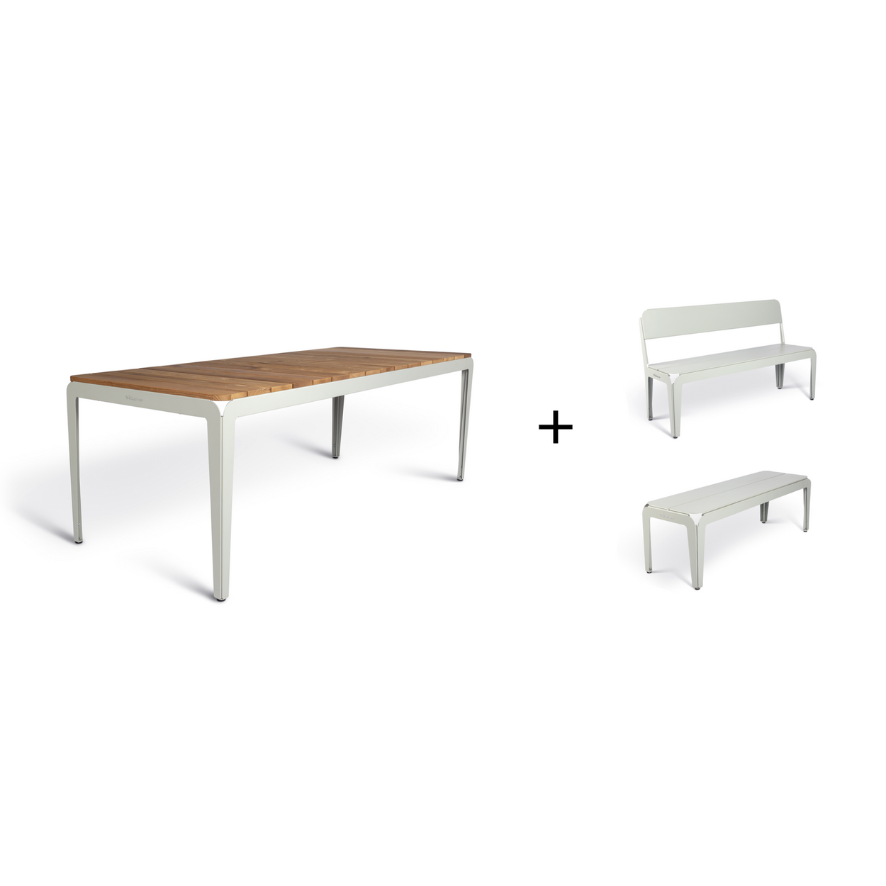 Bended table Wood 220 inclusief benches - 3 combinaties