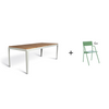 Bended table Wood 220 inclusief 6 Flip-up chairs - 9 combinaties