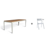 Bended table Wood 220 inclusief 6 Flip-up chairs - 9 combinaties