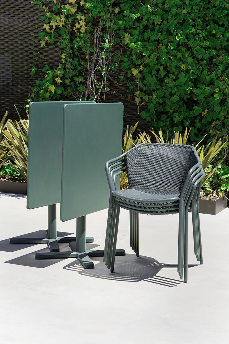 Set Cambi tafel rond Ø106 + Darwin armchair x4 Dark green